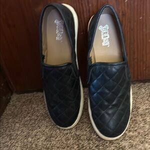 Black Quilted Slip-On Sneakers